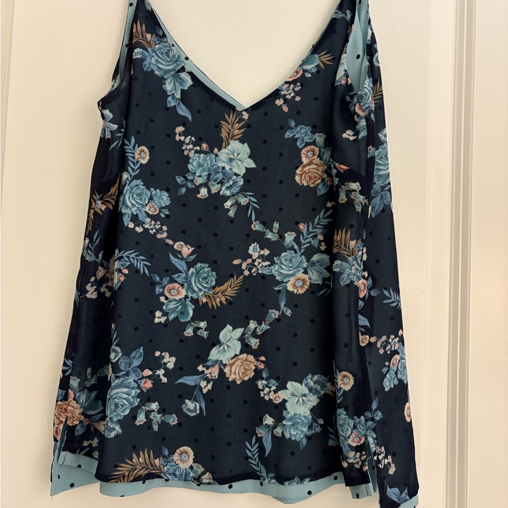 White House Black Market Floral Camisole in Blue and Black